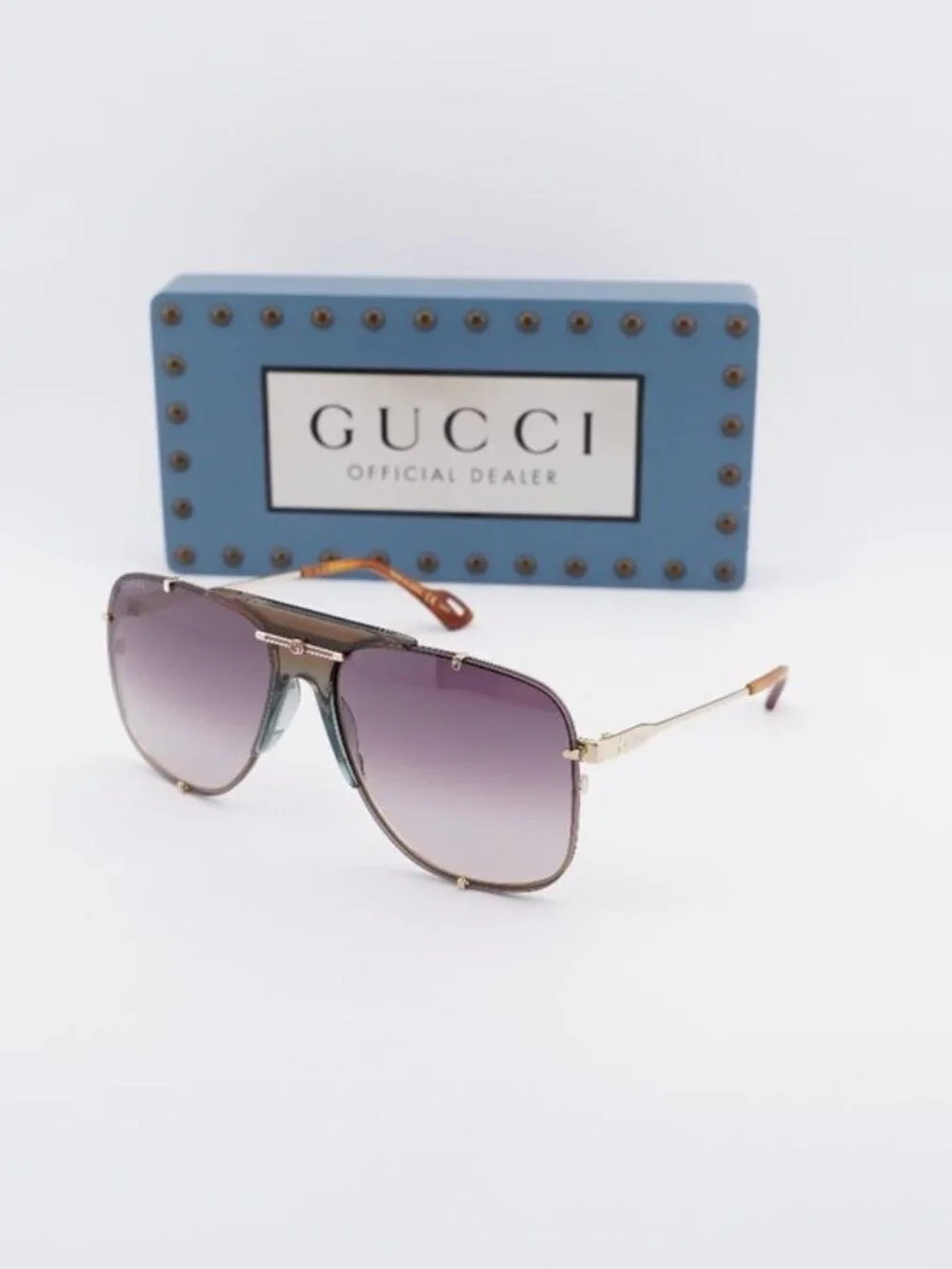 Gucci GG0739S 002 Aviator Sunglasses - Gold / Brown